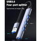 Unnderwiss USB-hub, 4-in-1 multipoort-adapter, met 1 USB 3.0-poort, USB-hub, 3 USB-poorten 2.0, voor notebooks, Macbook Pro, Windows en andere apparaten met USB-interface - NLMAX
