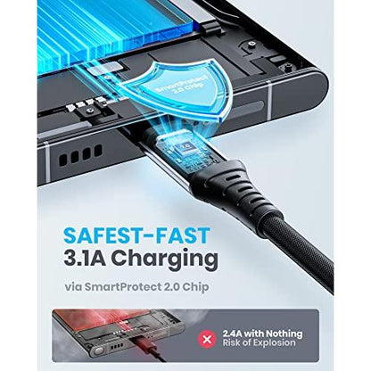 USB C Cable,INIU [2M] 3.1A QC Fast Charging USB C to USB A,Charger Cable Zinc Alloy Braided Data Cable Phone Charger for Samsung S20 S10 Xiaomi Huawei Google etc - NLMAX