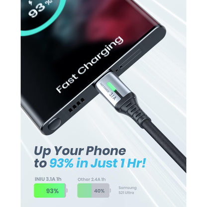 USB C Cable,INIU [2M] 3.1A QC Fast Charging USB C to USB A,Charger Cable Zinc Alloy Braided Data Cable Phone Charger for Samsung S20 S10 Xiaomi Huawei Google etc - NLMAX