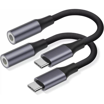 USB C naar 3,5 mm jack adapter (2 stuks), USB type C naar hoofdtelefoon adapter aux audio hoofdtelefoonaansluiting adapter compatibel met Samsung Galaxy S22, S21, S20, Note20, Xiaomi, Huawei, Pixel, OnePlus - NLMAX