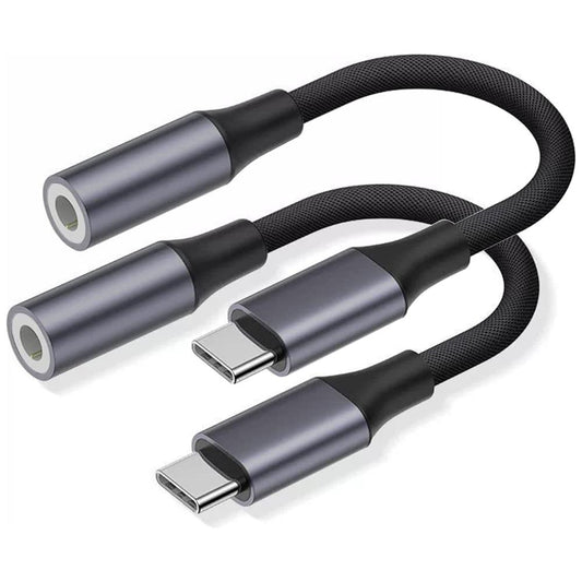 USB C naar 3,5 mm jack adapter (2 stuks), USB type C naar hoofdtelefoon adapter aux audio hoofdtelefoonaansluiting adapter compatibel met Samsung Galaxy S22, S21, S20, Note20, Xiaomi, Huawei, Pixel, OnePlus - NLMAX